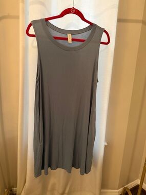 mts Gray/Blue Sleeveless Swing Tank Dress